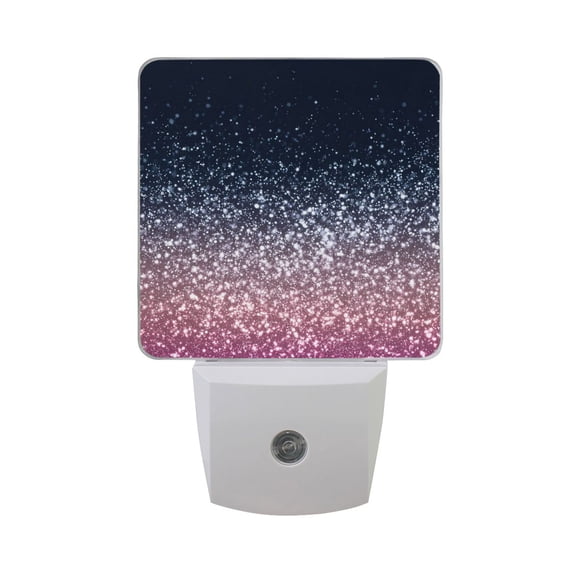 Pink Glitter on Dark Background LED Night Light Sensor Lamp Plug-in Adjustable Brightness 2 Pack