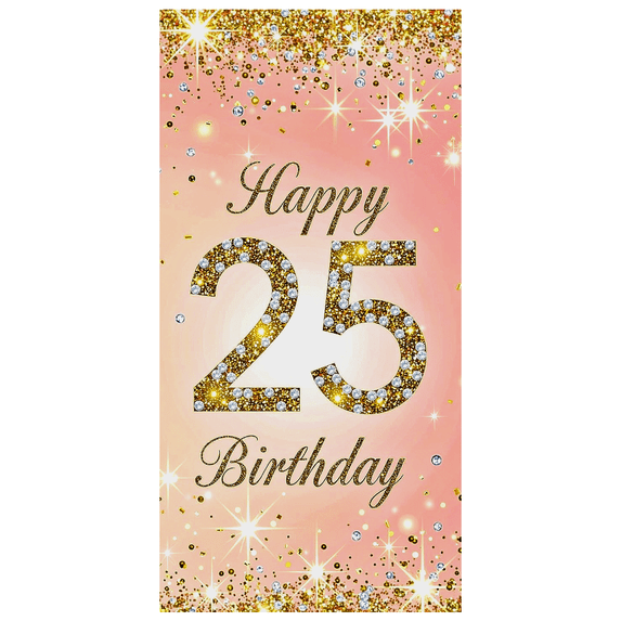 Pink Glittery 25th Birthday Banner with Star and Confetti Elements Background Party Supplies Photography Props Birthday Decoration Backdrop Happy Birthday Party Decorations