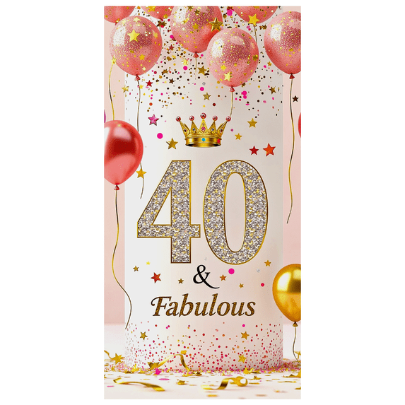Pink Glittery 40 Fabulous Birthday Banner with Crown Balloons Background Party Supplies Photography Props Backdrop Decors Birthday Celebration Photo Booth Decorations