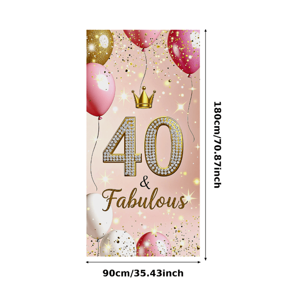 Pink Glittery 40 Fabulous Birthday Banner with Crown Balloons Background Party Supplies Photography Props Backdrop Decors Birthday Celebration Photo Booth Decorations