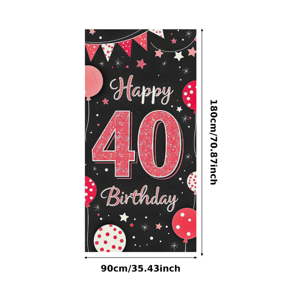 Pink Glittery 40 Happy Birthday Banner Backdrop Party Supplies Decors for Birthday Party Photography Props Balloon Decorations