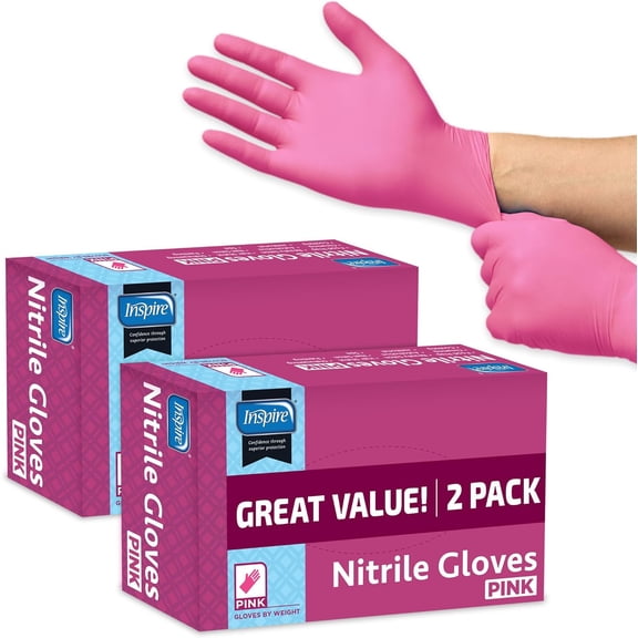 Pink Gloves Disposable Latex Free | Nitrile Pink Glove Hair and Nail Salon, Esthetician Nitrile Disposable Gloves