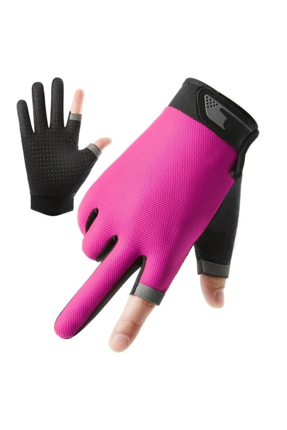 Pink Gloves Mittens Fishing Gloves Breathable Non Slip Half Finger/2 Finger Cut Sun Gloves Wicking Wear Fishing Gear Gloves for Fishing Cycling Boating Surfing Hiking