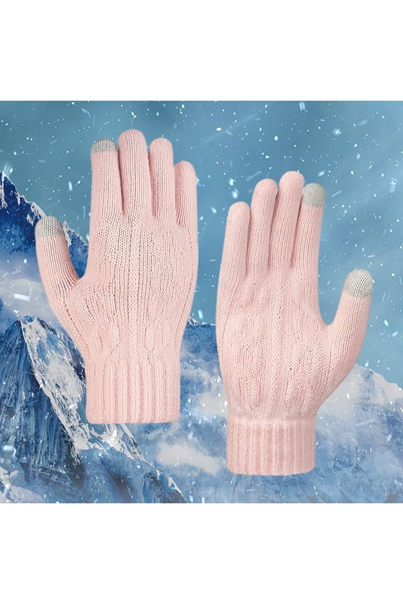 Pink Gloves Winter Warm Gloves for Women Upgraded Touchscreen Gloves Knit Gloves with Soft Fleece for Cold Weather