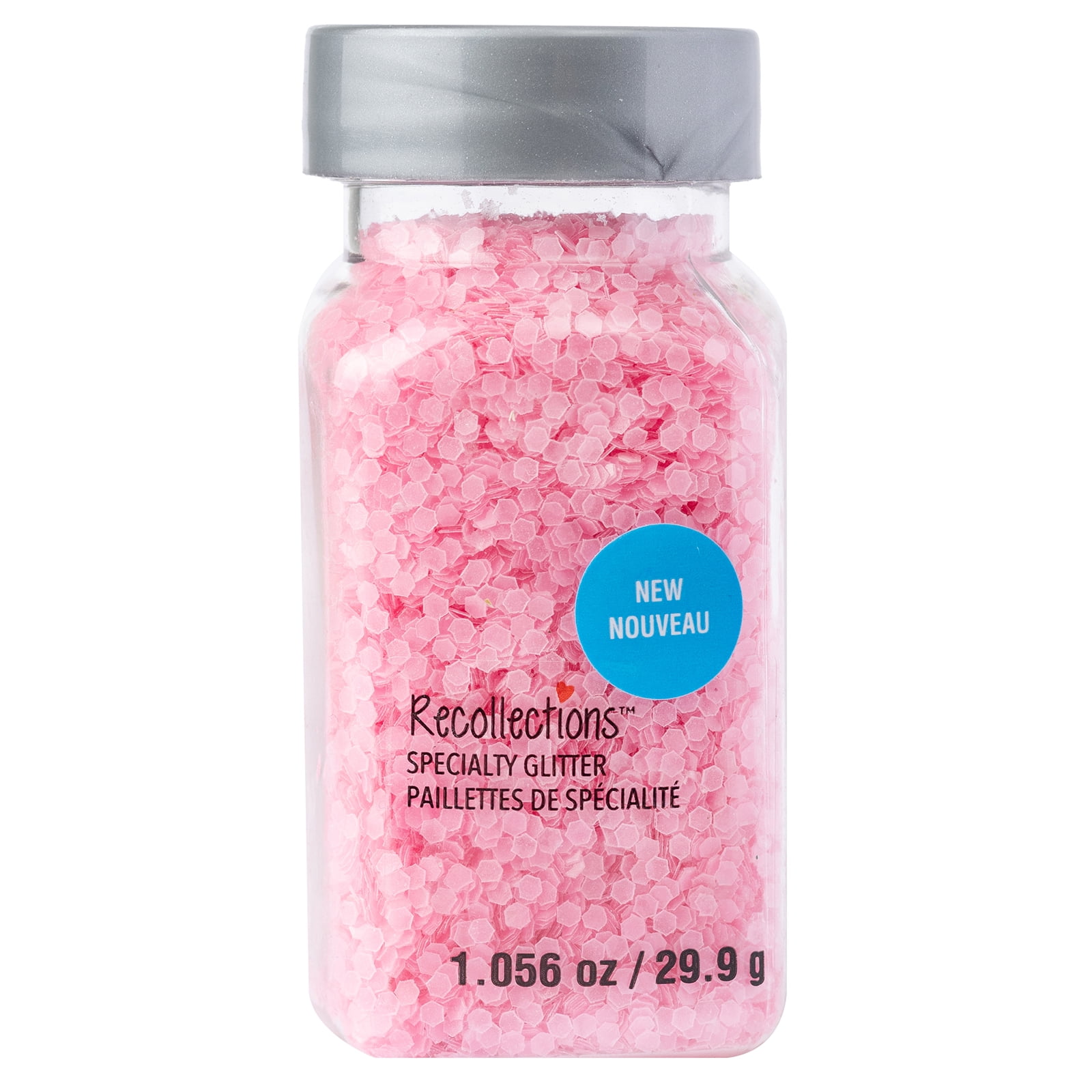 Recollections Pink Glow-in-the-Dark Hexagon Specialty Glitter - 1 oz Jars of Plastic Glitter for Crafts & DIY Projects, 12 Pack