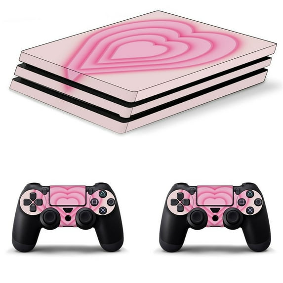 Pink, Glowing, Heart PS4/PS4 Pro/PS4 Slim Skin Sticker For Console And Controller Skins