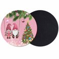 thumbnail image 1 of Pink Gnomes Christmas Coasters Set of 2, Absorbent Coasters for Drinks, Xmas Tree Balls Snowflake Coaster for Desk Coffee Table Protection, Home Decor House Warming Gifts 4", 1 of 8