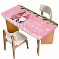 thumbnail image 1 of Pink Gnomes Christmas Table Cloths for 3 Foot Rectangle Tables, Xmas Berry Balls Snowflake Patio Waterproof Elastic Fitted Tablecloths, Washable Rectangular Table Cover for Camping, 1 of 8