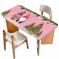 thumbnail image 1 of Pink Gnomes Christmas Table Cloths for 4 Foot Rectangle Tables, Xmas Tree Balls Snowflake Patio Waterproof Elastic Fitted Tablecloths, Washable Rectangular Table Cover for Camping, 1 of 8