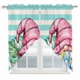 thumbnail image 1 of Pink Gnomes Summer Kitchen Window Curtains, Swag Curtains Valance for Bedroom Living Room Bathroom, Tropical Leaves Aqua Stripes Rod Pocket Window Treatment Curtain Block Drapes 2 Panels 28"x36", 1 of 9