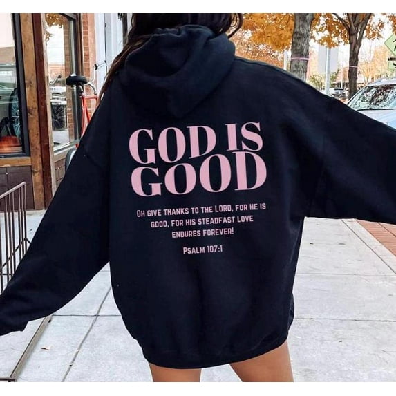 Pink God Is Good Christian Hoodie Bible Verse, Aesthetic Christian Sweatshirt, Kid, Adult Size, Cirela Love