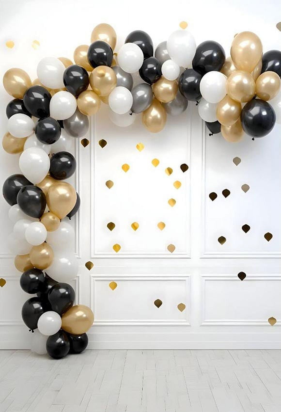 Aperturee Gold White Balloon Bear Cake Smash Room Set Backdrop