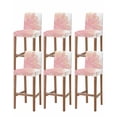 thumbnail image 1 of Pink Gold Bar Stool Covers Set of 6, Boho Modern Abstract Minimalist Aesthetic Flower Stretch Bar Chair Covers with Backs, Removable Pub Counter Height Chair Cover for Kitchen Dining Room Cafe, 1 of 7