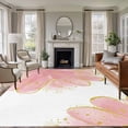 thumbnail image 1 of Pink Gold Flower Washable Living Room Rugs 8'x10', Pink Gradient Vintage Abstract Line Low Pile Throw Large Area Rug Non-Slip Sturdy Edge Binding Carpet for Bedroom Dining Room Office, 1 of 9