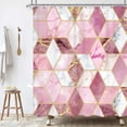 thumbnail image 1 of Pink Gold Geometric Marble Shower Curtain 72Wx72H Inch Abstract Ombre Blush Mauve Shower Curtain Bathroom Set Modern Luxury Girly Shower Curtain for Women Aesthetic Texture Art Home Decor, 1 of 5