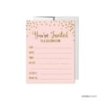 thumbnail image 1 of Pink Gold Glitter 1st Birthday Blank Party Invitations with Envelopes, 20-Pack, 1 of 2