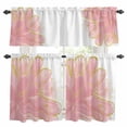 thumbnail image 1 of Pink Gold Kitchen Curtains Sets for Windows 24 Inch Length, Boho Modern Abstract Minimalist Aesthetic Flower Rod Pocket Window Treatments Tier Curtains and Valances Set for Bedroom/Bathroom, 1 of 8