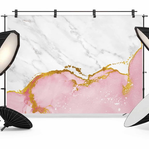 Pink Gold Marble Backdrop for Photoshoot,Photography Photo Studio Background Wall Backdrop,Modern Abstract Marble Crack Texture Back Drop Banner Panel for Portraits Wedding Party Live Streaming 7x5Ft