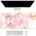 thumbnail image 1 of Pink Gold Marble Desk Mat, Desk Accessory, Cute Workspace, Trendy Workspace, Trendy, 35.4x15.7in Large Gaming Mouse Pad, Cute Desk Topper, Pretty Desk Pad, 1 of 6