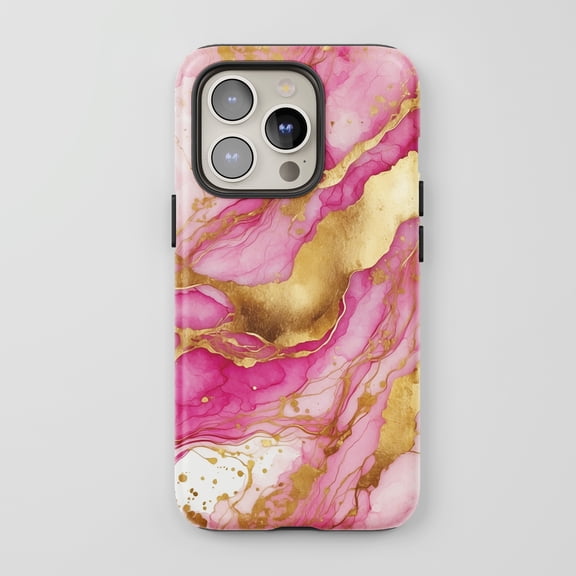Pink Gold Marble For All iPhone Series Tough Phone Case Abstract Design