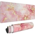 thumbnail image 1 of Pink Gold Marble Gaming Mouse Pad, Luxury Waterproof and Non-Slip Mousepad, Extended XL 31.5 x 11.8inches Desk Mat, 3mm Thick Rubber Base Desk Pad for Office Home, 1 of 7