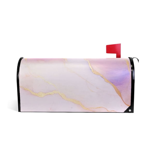 Pink Gold Marble Mailbox Covers Magnetic Post Box Cover Wraps Standard Size 25.5"x21" Waterproof Home Garden Yard Outside Decor