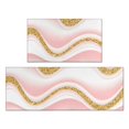 thumbnail image 1 of Pink and Gold Marble Pattern Anti Fatigue Kitchen Rugs Set Of 2, Non Slip Washable Decorative Floor Mats for Kitchen Sink Laundry, 17"x30" and 17"x47", 1 of 6