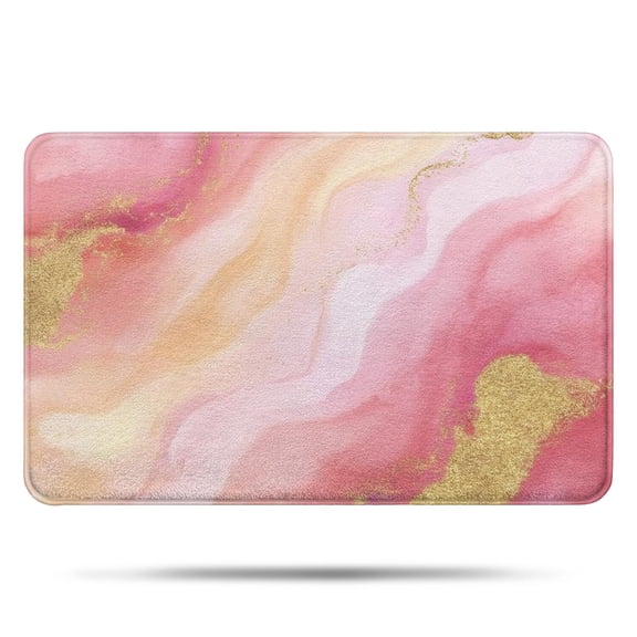 Pink Gold Marble Pattern Bathroom Rugs Mat,Non Slip Microfiber Bathroom Rug,Rubber Backing,Soft Bathroom Mats for Bathroom Floor,Tub and Shower,17x27in(43x68cm)