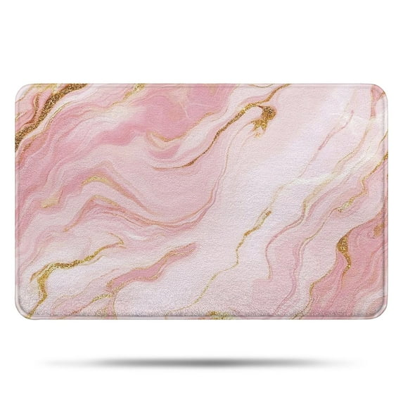 Pink Gold Marble Pattern Bathroom Rugs Mat,Non Slip Microfiber Bathroom Rug,Rubber Backing,Soft Bathroom Mats for Bathroom Floor,Tub and Shower,17x27in(43x68cm)