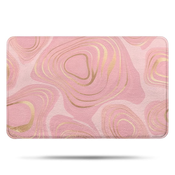 Pink Gold Marble Pattern Bathroom Rugs Mat,Non Slip Microfiber Bathroom Rug,Rubber Backing,Soft Bathroom Mats for Bathroom Floor,Tub and Shower,17x27in(43x68cm)