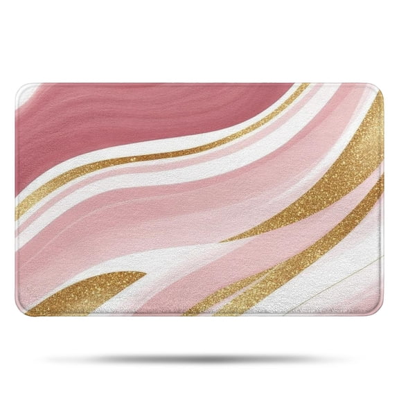 Pink Gold Marble Pattern Bathroom Rugs Mat,Non Slip Microfiber Bathroom Rug,Rubber Backing,Soft Bathroom Mats for Bathroom Floor,Tub and Shower,17x27in(43x68cm)