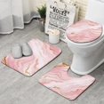 thumbnail image 1 of Pink Gold Marble Pattern Bathroom Rugs Sets 3 Piece,Toilet Cover Set,Absorbent Non Slip Bathroom Mats Sets with U-Shaped Contour Rug Toilet Rug Set, 1 of 5