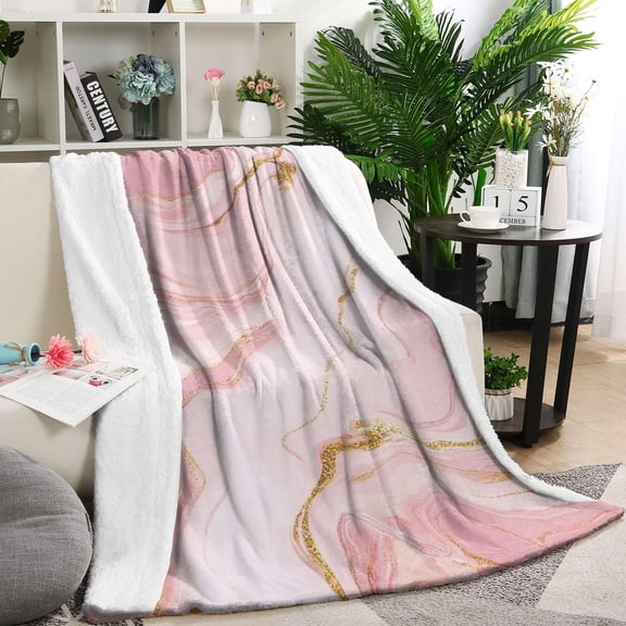 Pink Gold Marble Pattern Blanket,Comfortable Soft Flannel Throw Blanket,All Season,Warm Lightweight Blankets for Sofa Bed Couch Living Room Chair,60"x80"