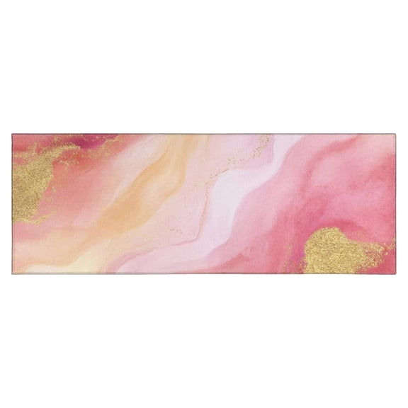 Pink Gold Marble Pattern Kitchen Rug Mat,Kitchen Runner Rugs Non Skid Washable,Decorative Kitchen Floor Mats for Kitchen,Sink,Laundry,17"X47"