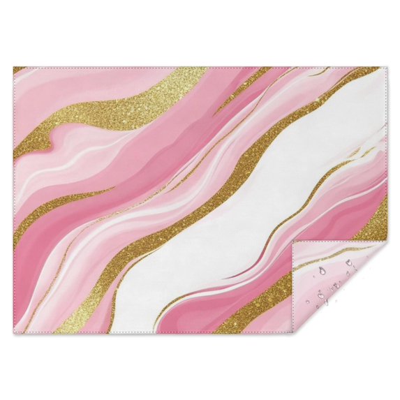 Pink Gold Marble Pattern Rectangle Tablecloth 60"x84",Waterproof Polyester Rectangle Table Cloth, Wipeable Spillproof Polyester Tablecloth for Dining, Camping, Indoor and Outdoor