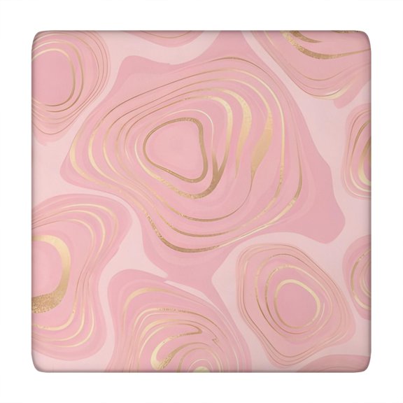 Pink Gold Marble Pattern Square Fitted Tablecloth with Elastic Edge,Square Table Cover,Washable Elastic Table Cover for Home Kitchen Party Decor 34"x34"