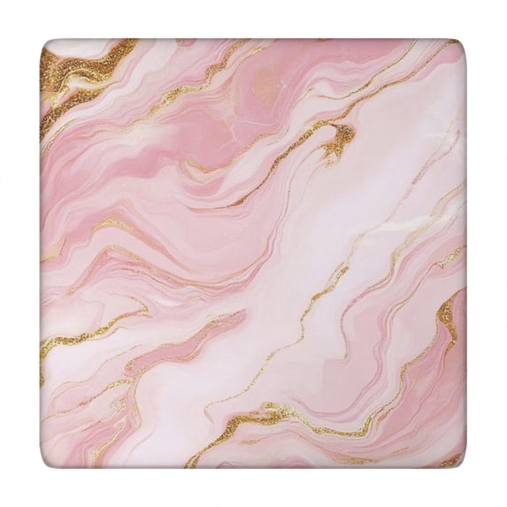 Pink Gold Marble Pattern Square Fitted Tablecloth with Elastic Edge,Square Table Cover,Washable Elastic Table Cover for Home Kitchen Party Decor 34"x34"