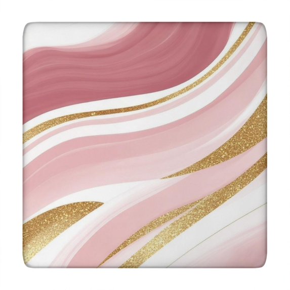 Pink Gold Marble Pattern Square Fitted Tablecloth with Elastic Edge,Square Table Cover,Washable Elastic Table Cover for Home Kitchen Party Decor 34"x34"