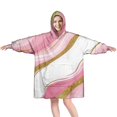 thumbnail image 1 of Pink Gold Marble Pattern Wearable Oversized Blanket,Wearable Blanket Hoodie for Adults,Cozy Hooded Blankets with Super Pockets,Super Warm Fuzzy Pullover for Women & Men, 1 of 6