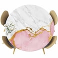 thumbnail image 1 of Pink Gold Marble Round Tablecloth, Fitted Table Cover with Elastic for 45"-54" Round Tables, Modern Abstract Marble Crack Texture Table Cloth Outdoor Indoor Dinning Party Waterproof Tablecloths, 1 of 7