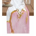thumbnail image 1 of Pink Gold Marble Table Runners 108 Inches Long, Cotton Linen Fabric Table Runner Dresser Scarf, Modern Abstract Marble Crack Texture Tablerunner for Party/Kitchen/Dinner/Wedding Decor 13''x108'', 1 of 7