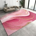 thumbnail image 1 of Pink Gold Marble Texture Area Rugs, Modern Dreamy Luxury Front Entrance Carpet, Washable Soft Comfortable Non-slip Rug For Living Room Bedroom Office Study Decor 3 x 5ft, 1 of 6