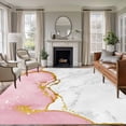 thumbnail image 1 of Pink Gold Marble Washable Living Room Rugs 5'x8', Abstract Wave Low Pile Throw Large Area Rug Non-Slip Sturdy Edge Binding Carpet for Living Room Kitchen Office, 1 of 9