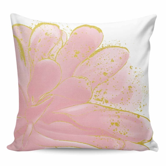 Pink Gold Pillow Covers 16x16 Inch Decorative Throw Pillow Cover, Boho Modern Abstract Minimalist Aesthetic Flower Sofa Pillowcases Accent Cushion Case Home Decor Bedroom Living Room
