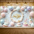 thumbnail image 1 of Pink Gold Theme Happy New Year Banner Floral Decor Festive Backdrop Balloon Design Glitter Accent Holiday Background for New Year Party Indoor Decoration Photo Shoot, 1 of 9