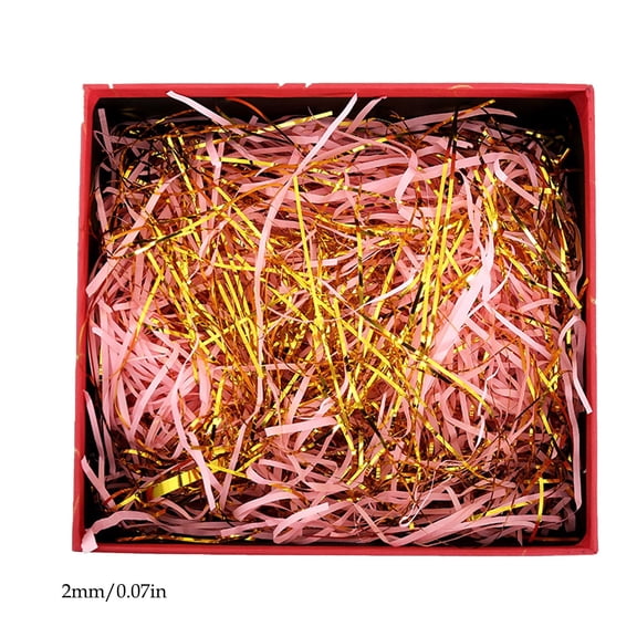 Pink Gold Threaded Mixed Paper Shreds Raffia Wedding Favor Box Filler Gift Confetti Shreds Pink