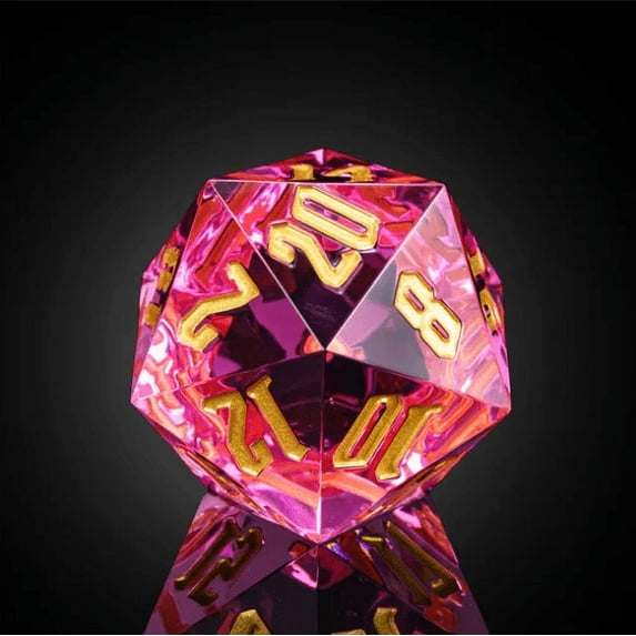 Pink/Gold Titan 55mm Jumbo d20 | Dungeons and Dragons | Colossal Dice