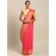 thumbnail image 1 of Pink & Gold-Toned Checked Art Silk Saree - 17746032, 1 of 4