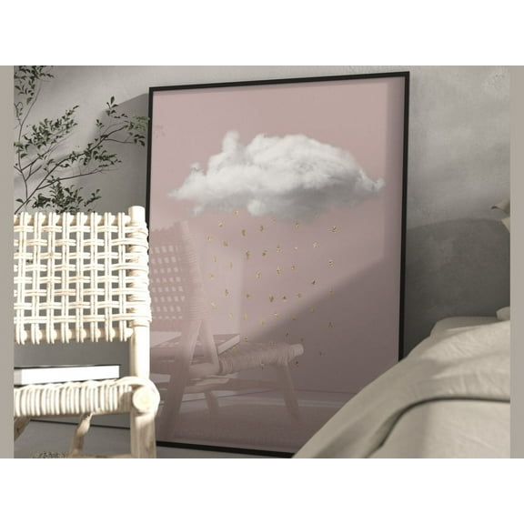Pink And Gold Wall Art · Rain Cloud Print · Abstract Art · Maximalist Decor, Living Room Wall Decor, Minimalist, Surreal Art, Bedroom Wall Art, Modern Wall Decor, 8x12 UNFRAMED