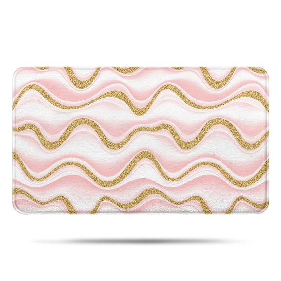 Pink Gold Wave Marble Pattern Bathroom Rugs Mat,Non Slip Microfiber Bathroom Rug,Rubber Backing,Soft Bathroom Mats for Bathroom Floor,Tub and Shower,17x30in(43x75cm)